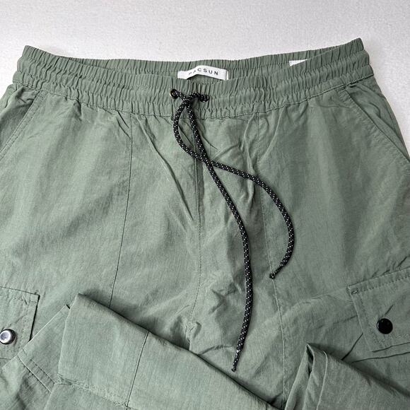 Pacsun Pant Size L Womens Relaxed Fit Elastic Waist Pockets Olive Green Cargo - Picture 4 of 12